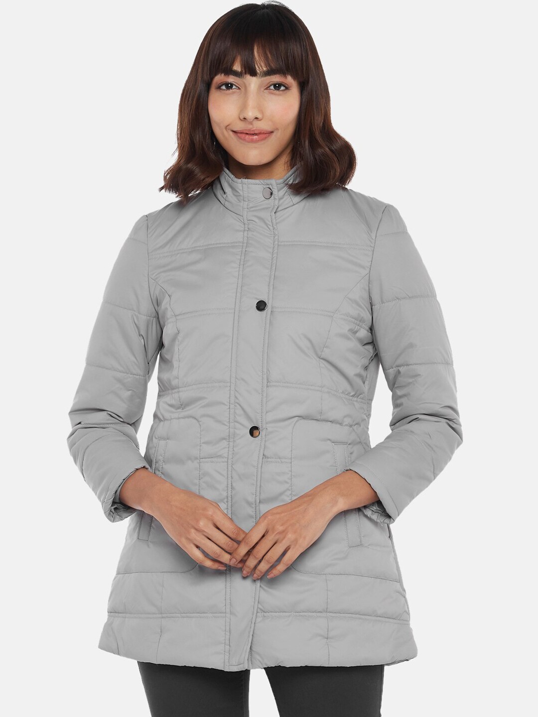 

Honey by Pantaloons Women Grey Longline Puffer Jacket