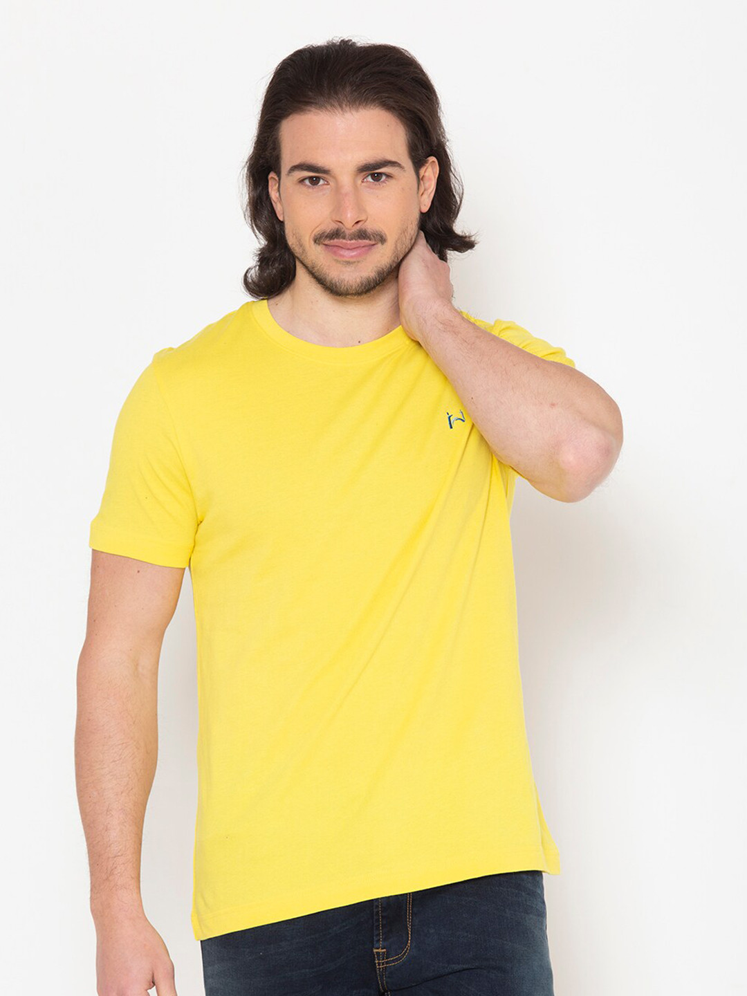 

FLAWLESS Men Yellow Solid T-shirt