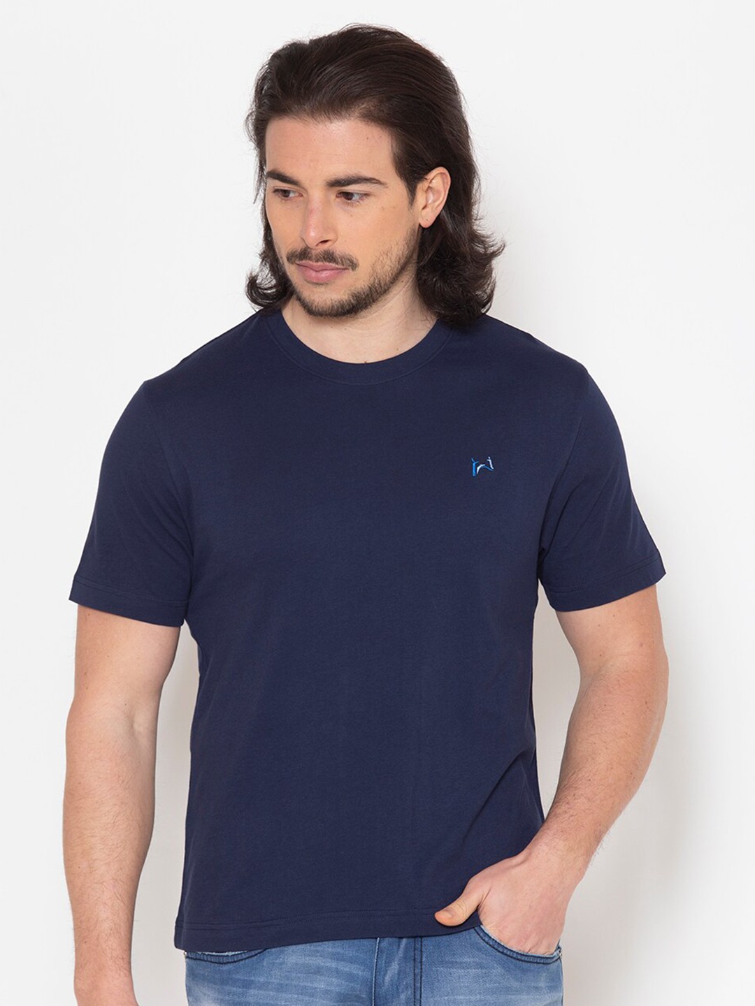 

FLAWLESS Men Navy Blue T-shirt