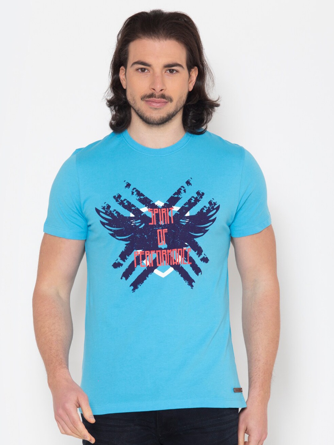 

FLAWLESS Men Turquoise Blue Printed T-shirt