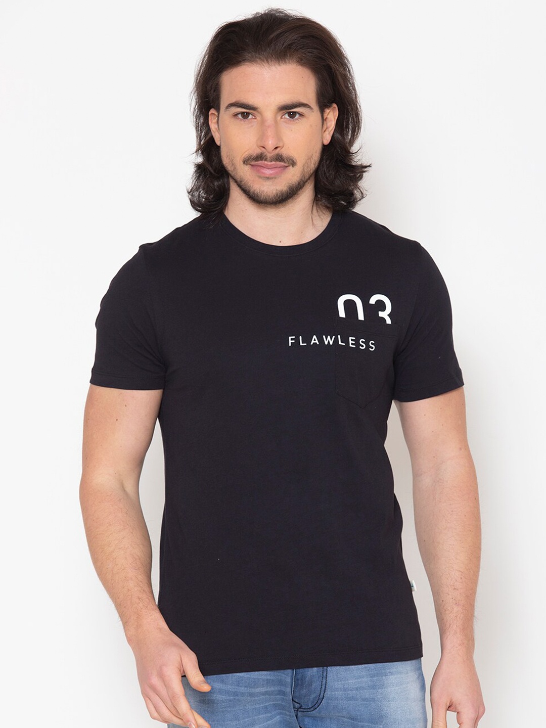 

FLAWLESS Men Black Typography Printed T-shirt