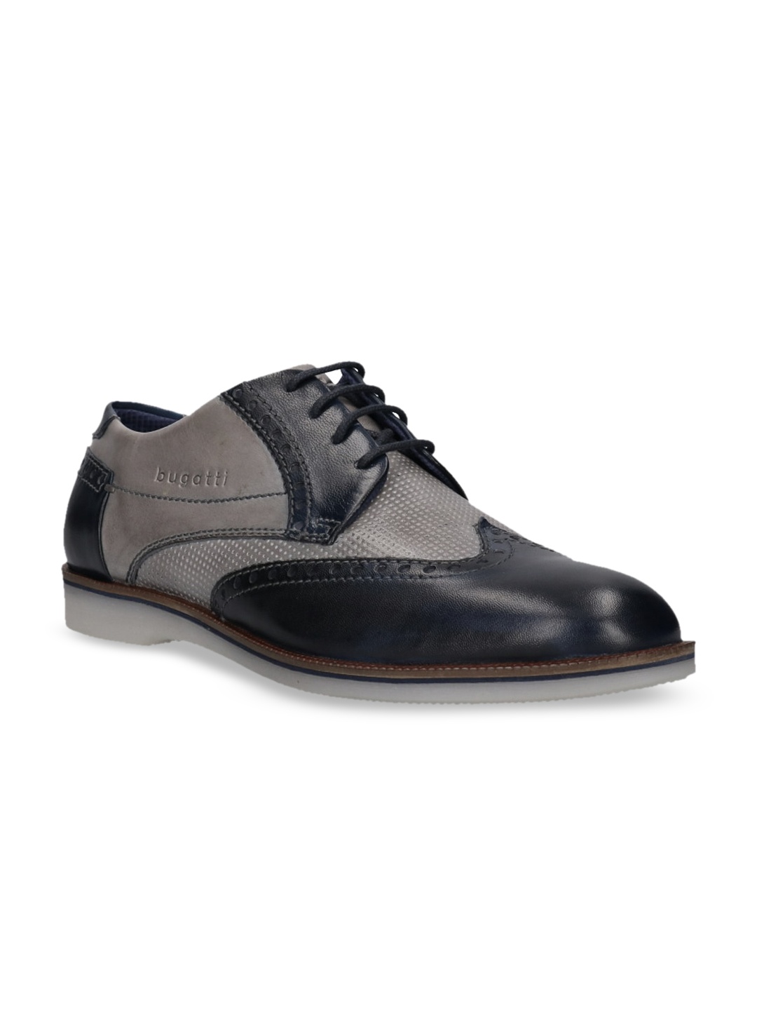 

Bugatti Men Blue Colourblocked Leather Brogues