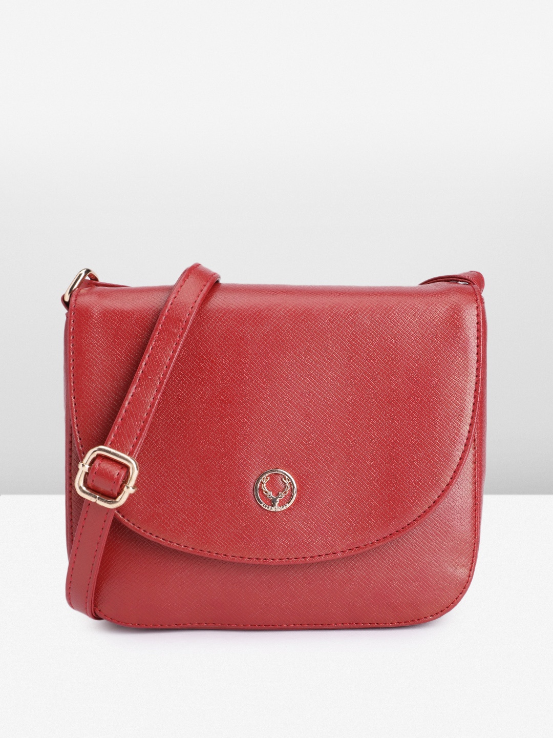 

Allen Solly Solid PU Structured Sling Bag, Red