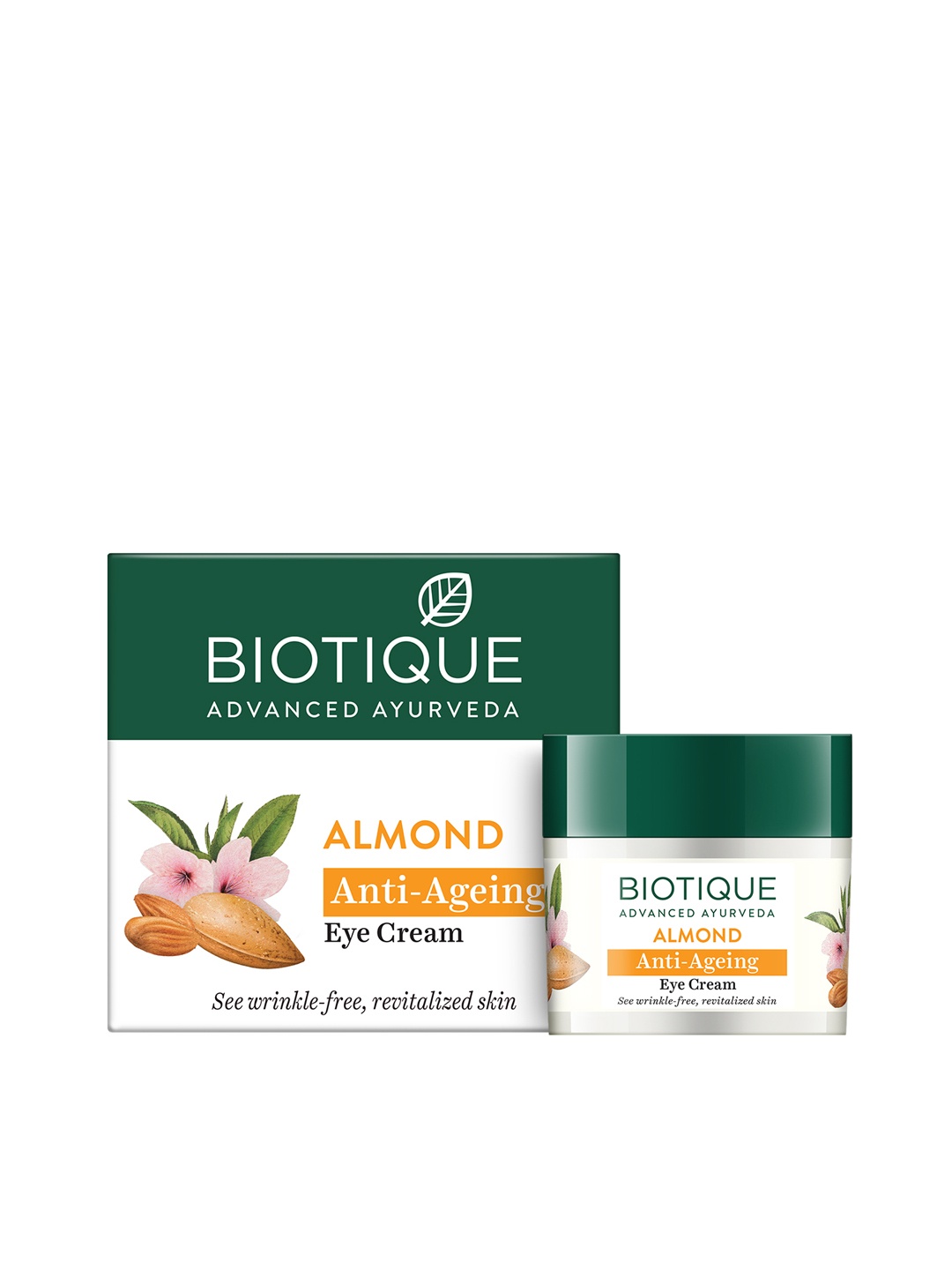 

Biotique ALMOND Anti-Ageing Winkle-Free Eye Cream to Reduce Dark Circles & Puffiness - 15g, White