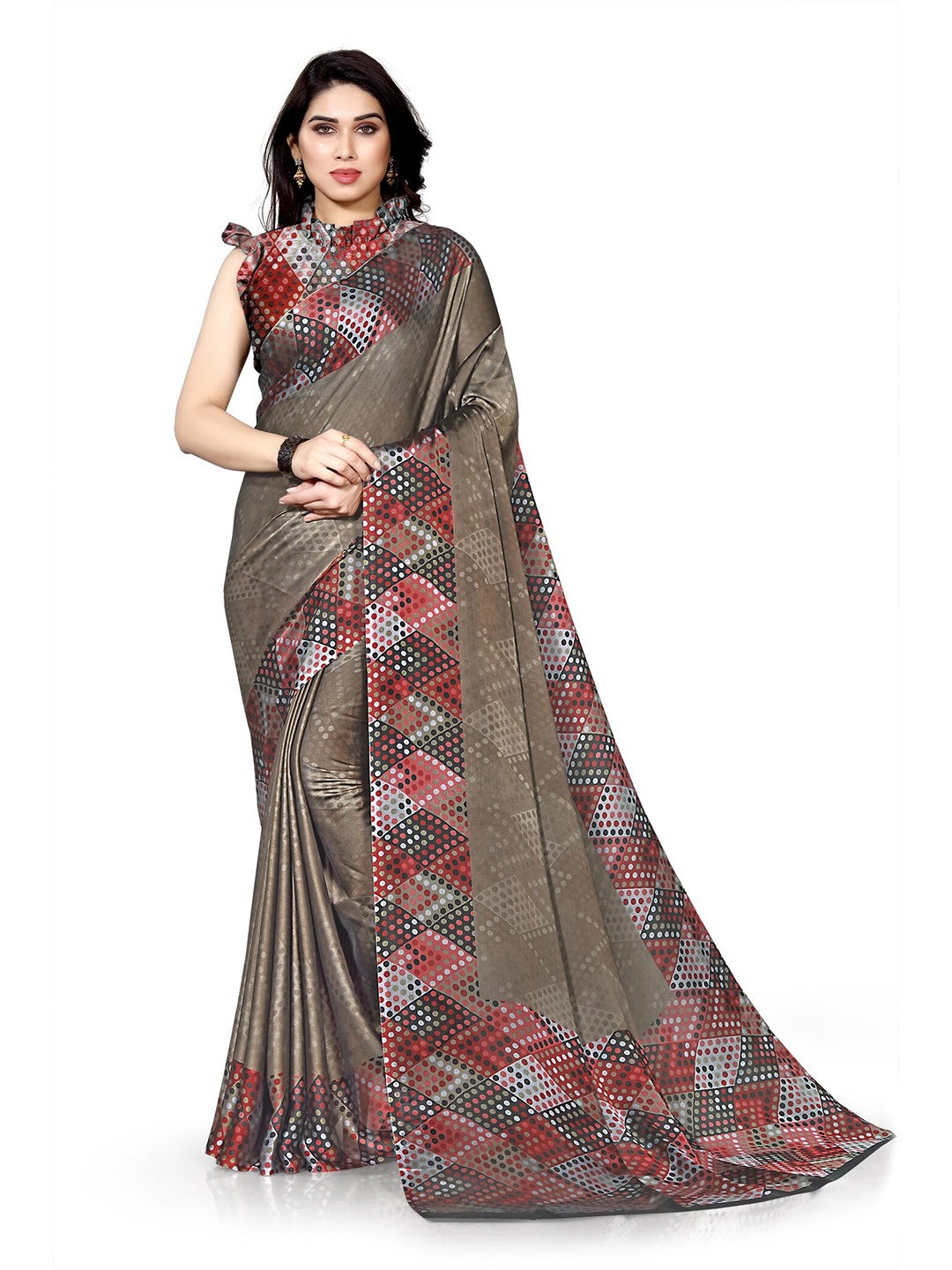 

KALINI Beige & Brown Printed Saree