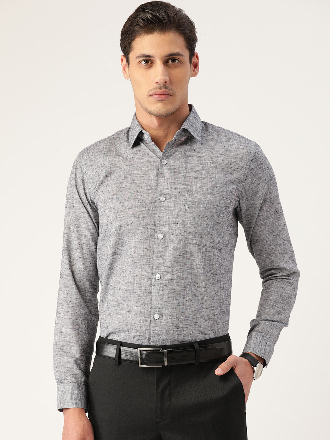 

JAINISH Men Grey Pure Cotton Smart Fit Formal Shirt