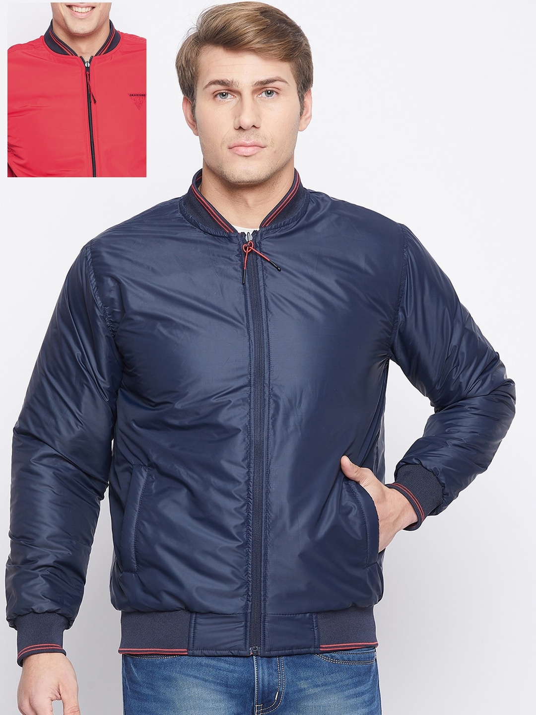 

Okane Men Red Reversible Bomber Jacket
