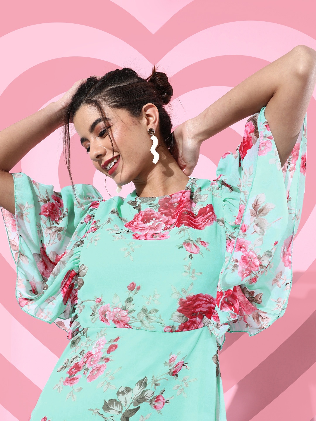 

DODO & MOA Gorgeous Green Romantic Florals Dress