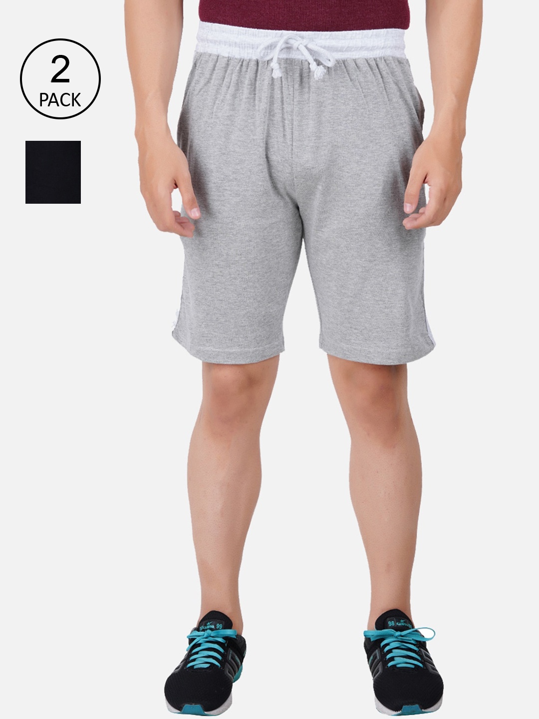 

PRIDE APPAREL Men Pack of 2 Grey & Black Outdoor Shorts