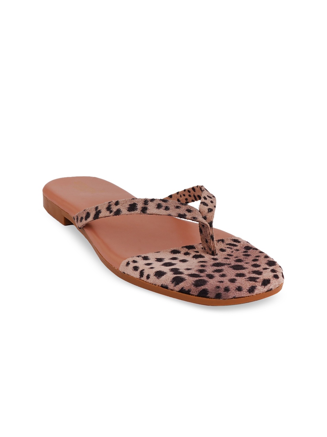 

SCENTRA Women Pink & Black Printed Open Toe Flats