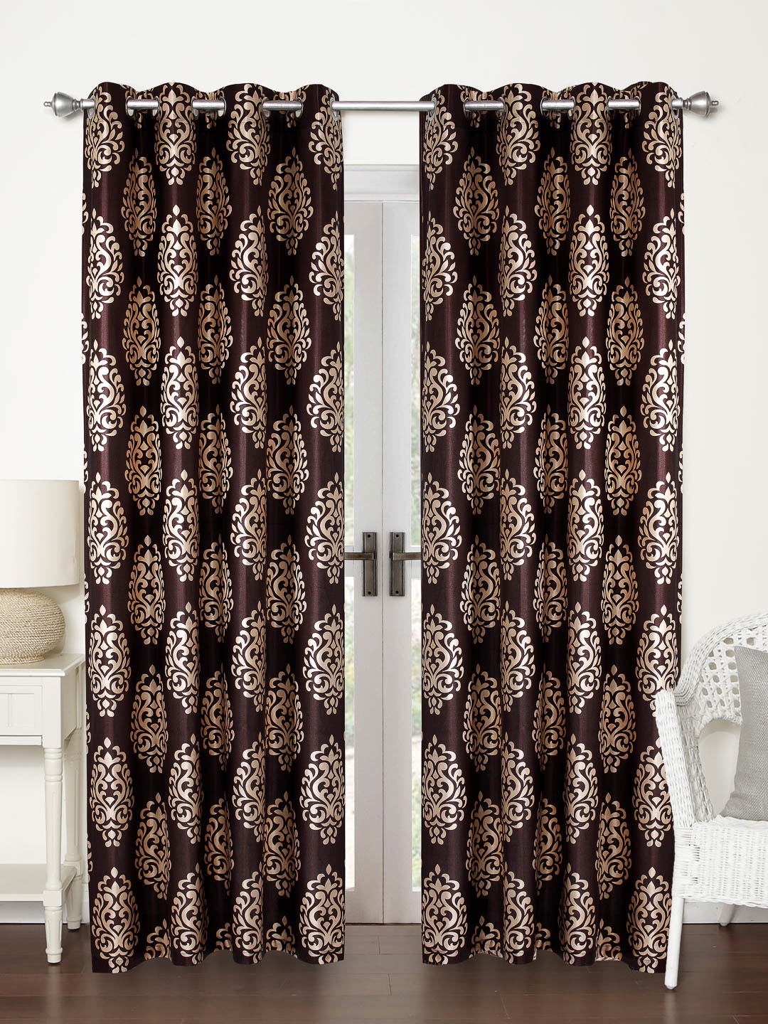 

Home Sizzler Brown Set Of 2 Printed Door Curtains