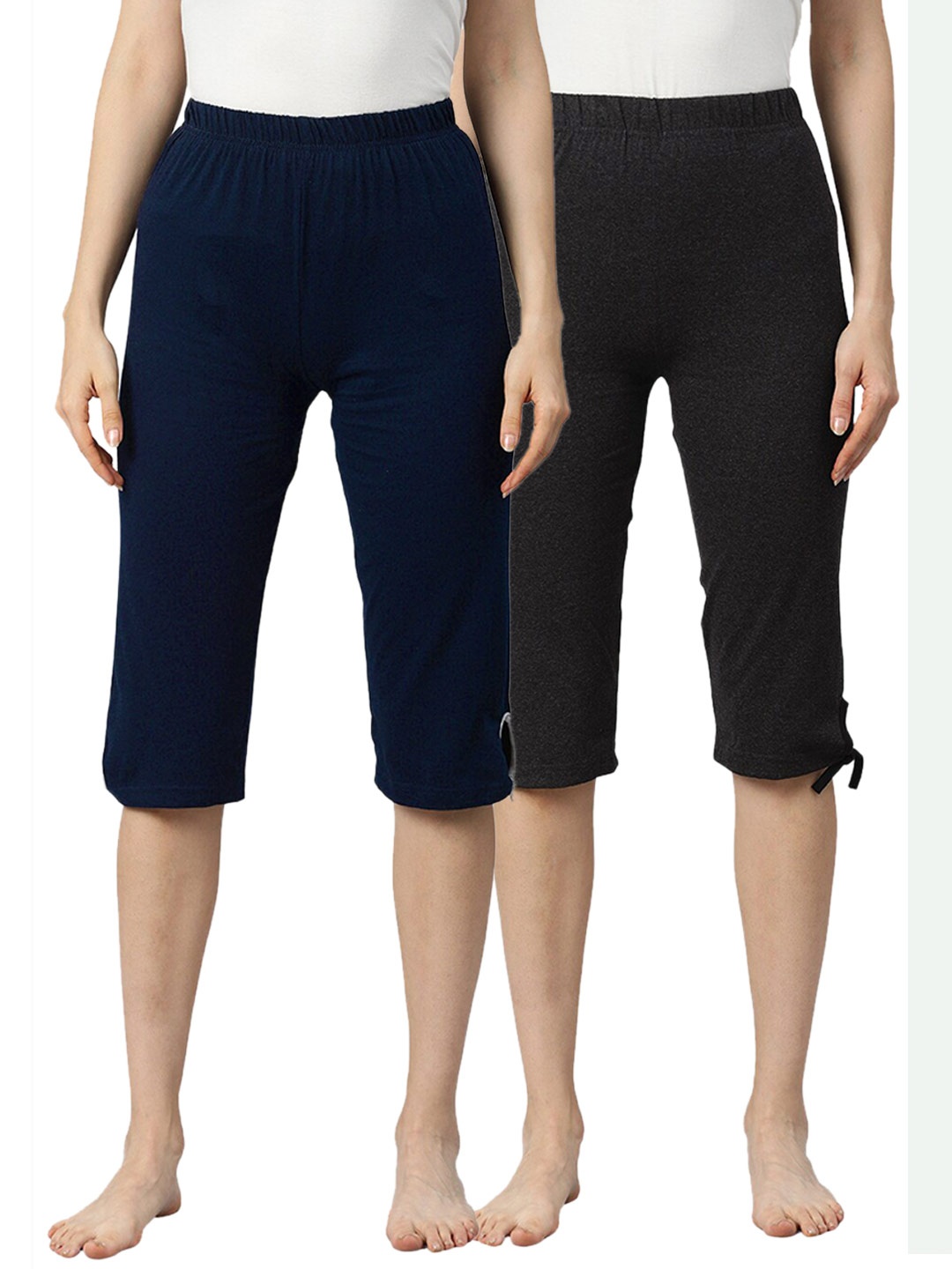 

NOT YET by us Women Pack of 2 Capris, Navy blue