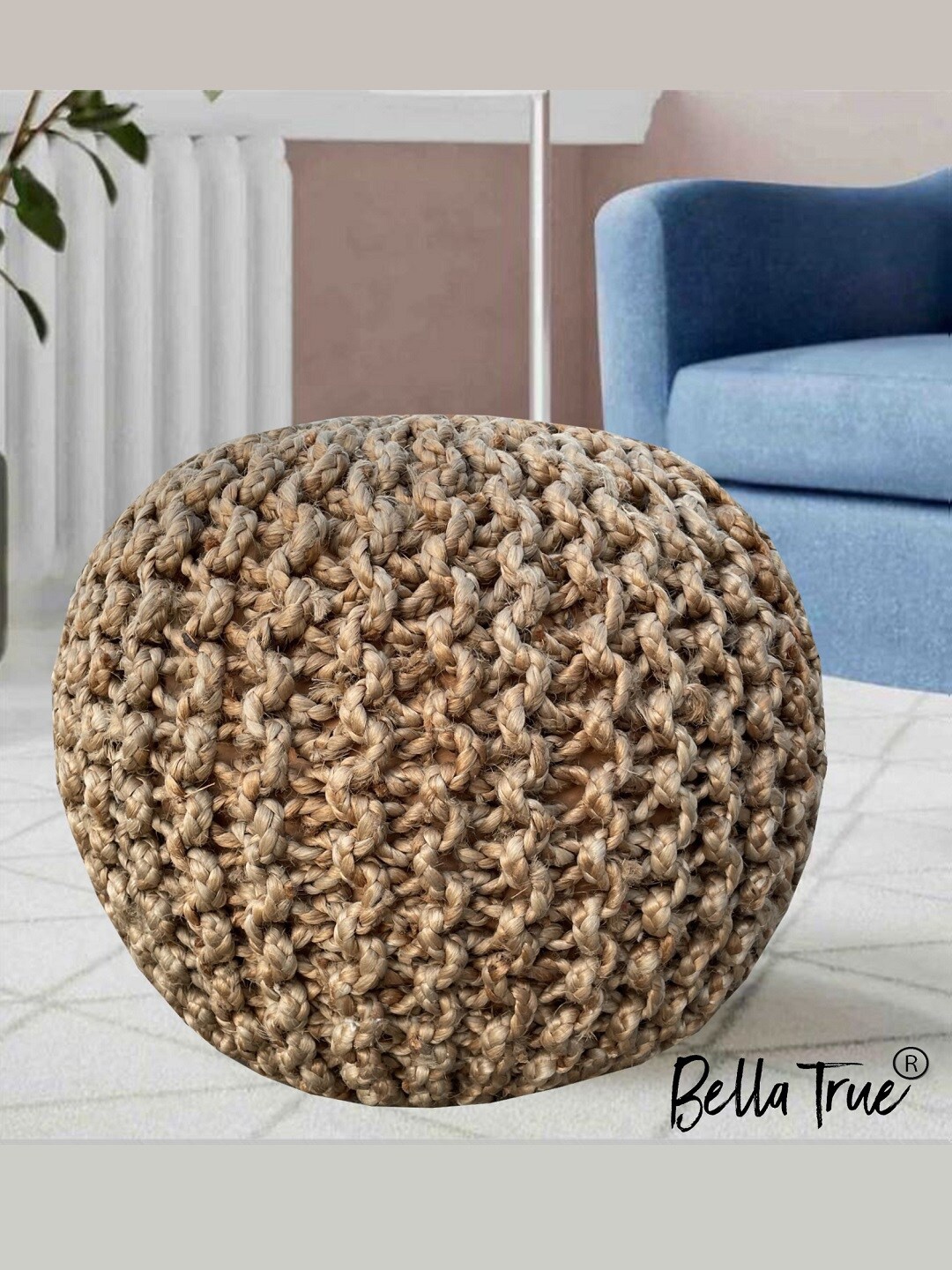 

BELLA TRUE Brown Textured Round Pouffes