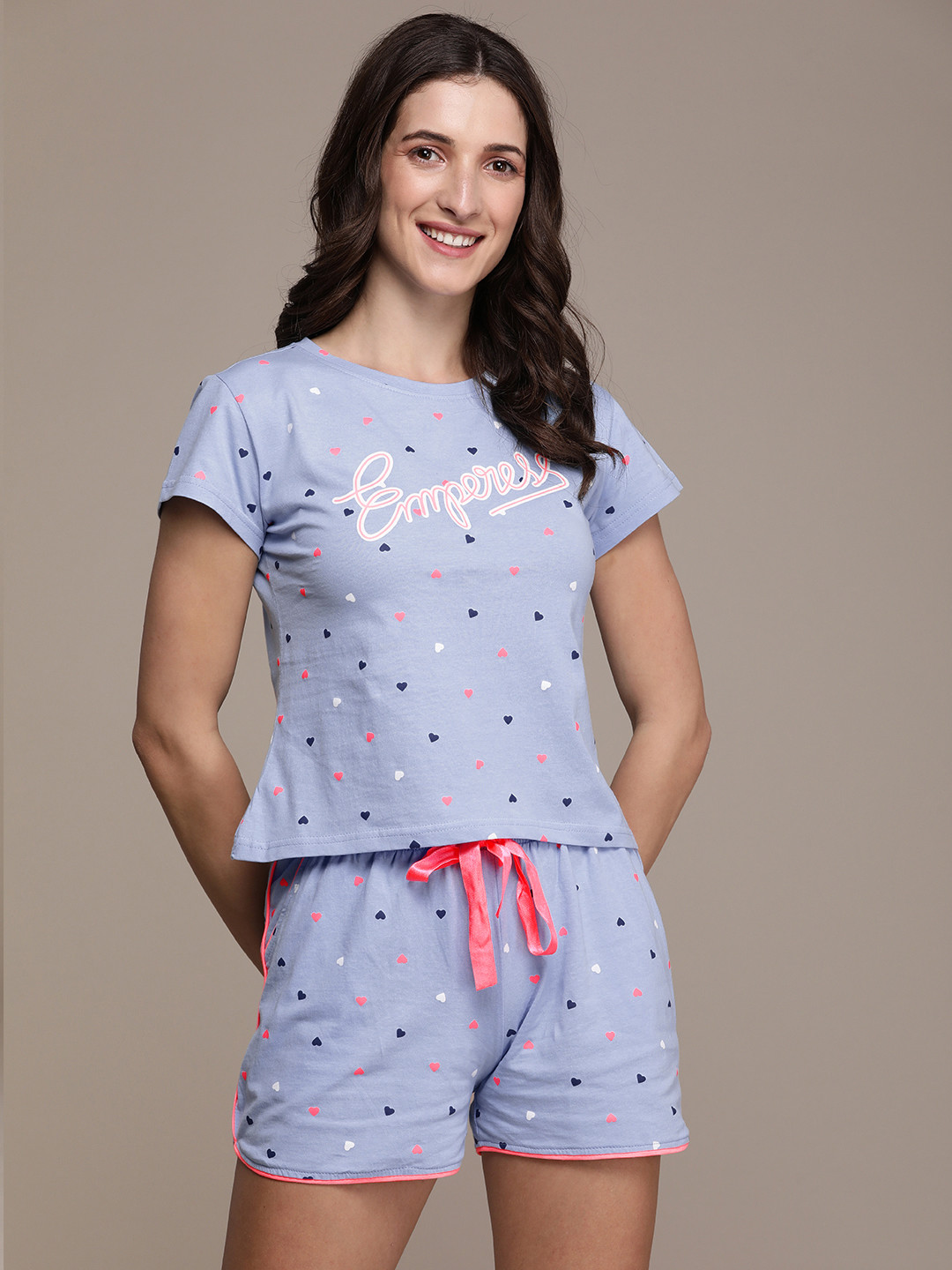 

beebelle Women Blue Printed Pure Cotton Night suit