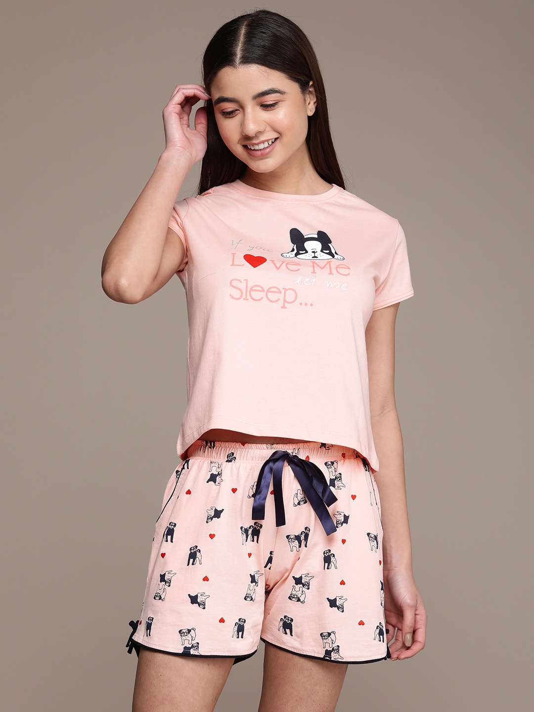 

beebelle Women Peach-Coloured Printed Night suit