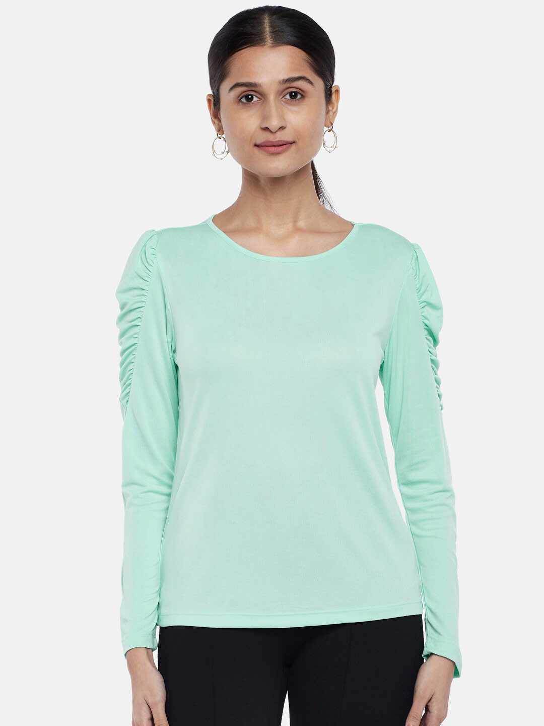

Annabelle by Pantaloons Women Green Solid Top