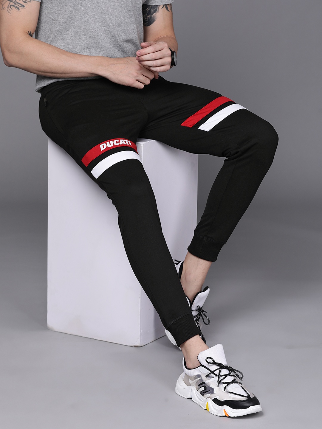 

Ducati Men Black Brand Logo Printed Joggers
