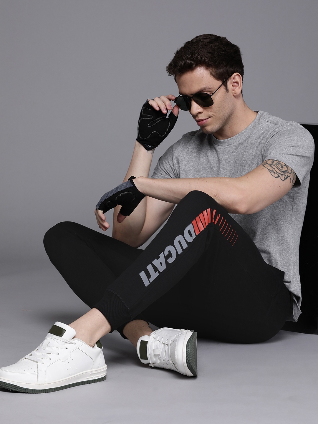 

Ducati Men Black Brand Logo Printed Joggers