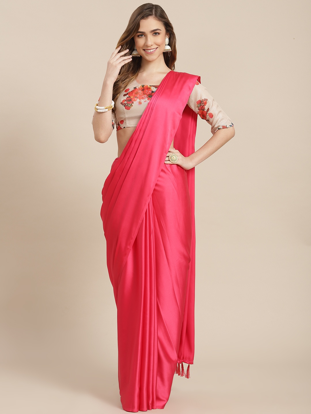 

SHANGRILA Pink Pure Chiffon Ready to Wear Saree