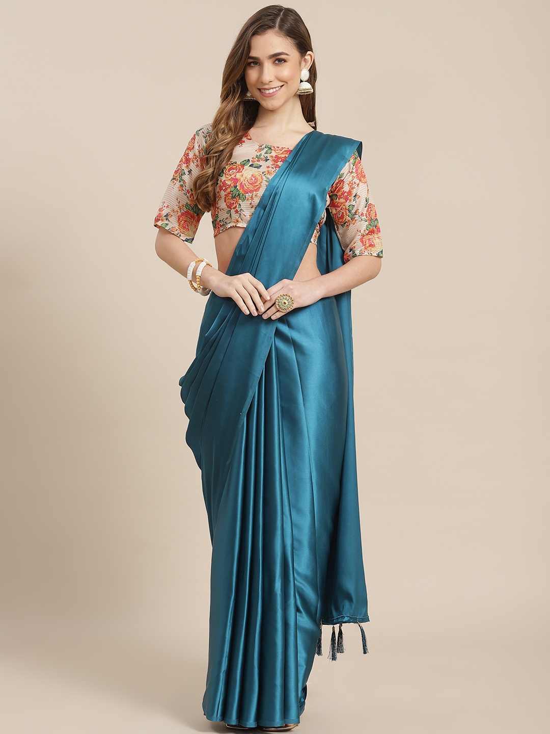 

SHANGRILA Navy Blue Woven Design Pure Chiffon Ready to Wear Saree