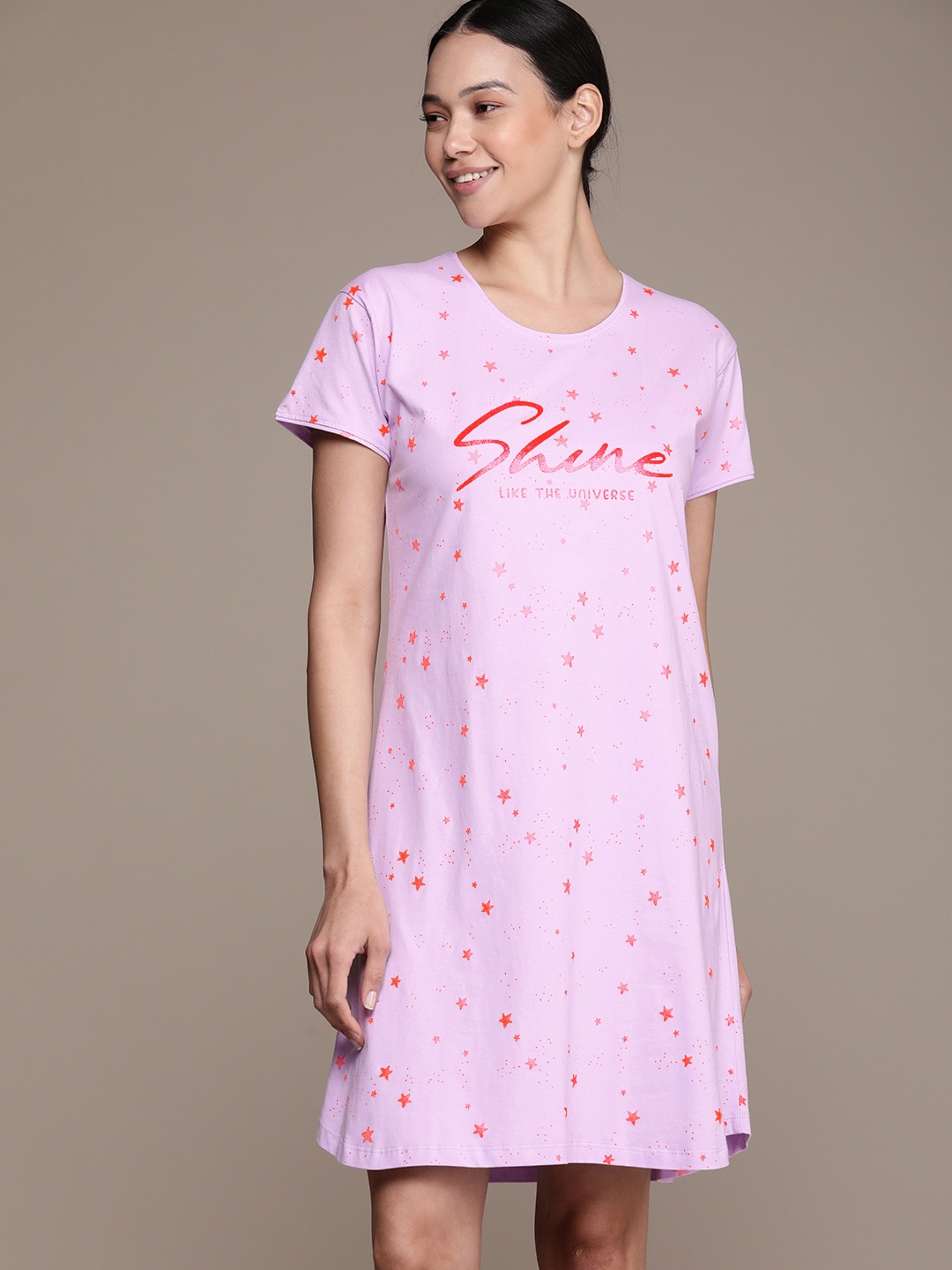 

beebelle Lavender Printed Pure Cotton Nightdress