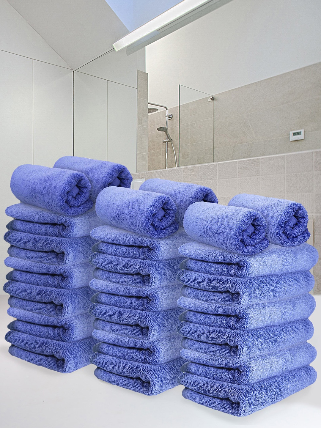 

Heelium Iris Unisex Pack of 24 Bamboo Super Soft & Quick Drying Home & Gym Hand Towel, Blue