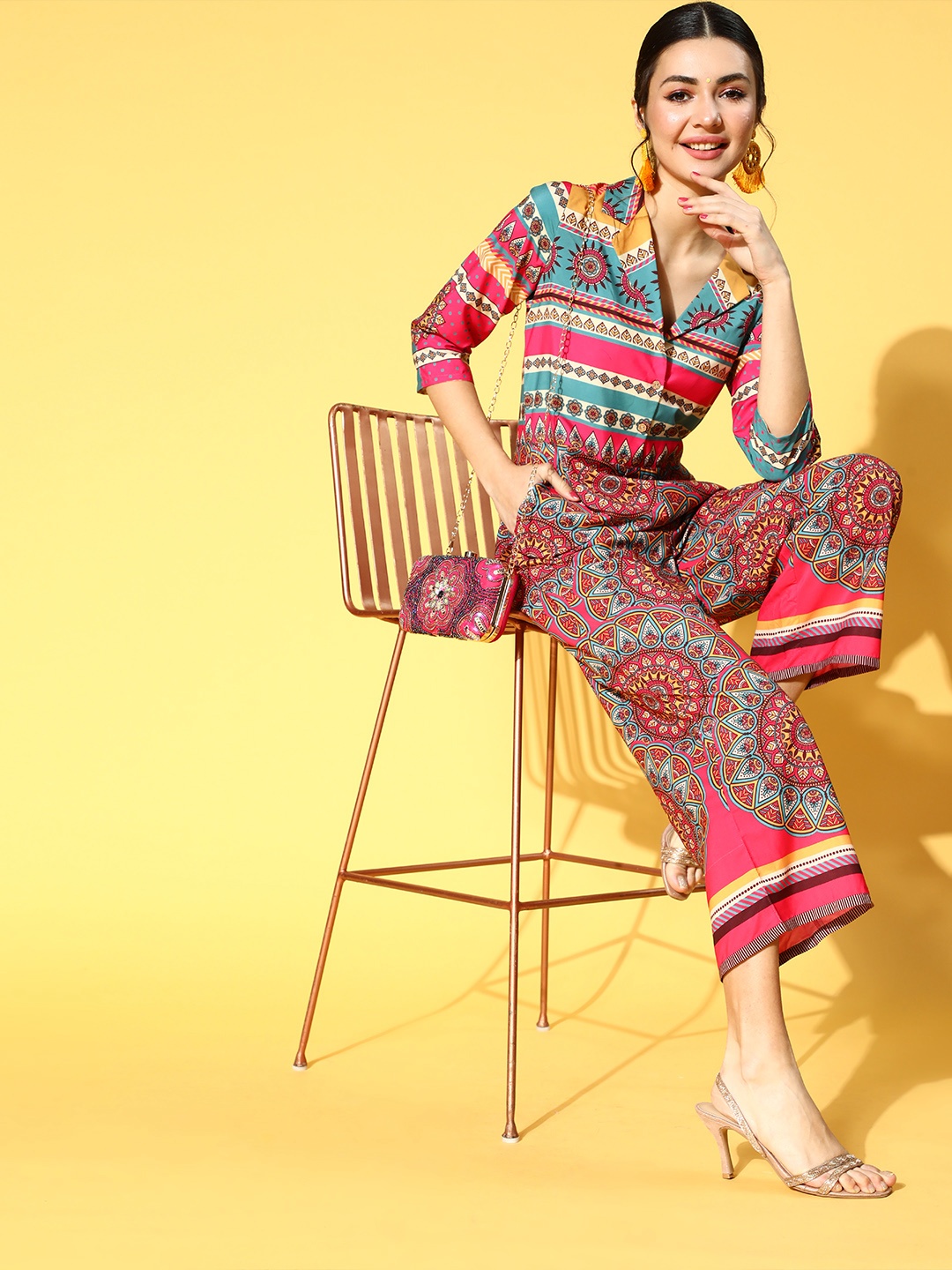 

ZIYAA Women Chic Multi-Coloured Printed Ethnic Jumpsuit