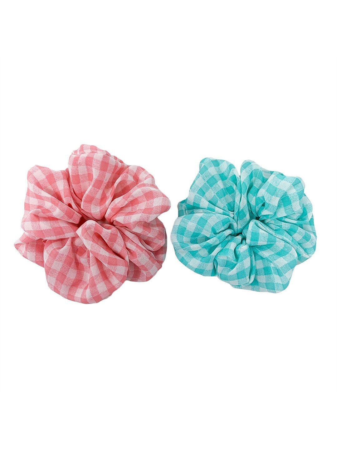 

Mint & Oak Women Pink & Turquoise Blue Set of 2 Ponytail Holders