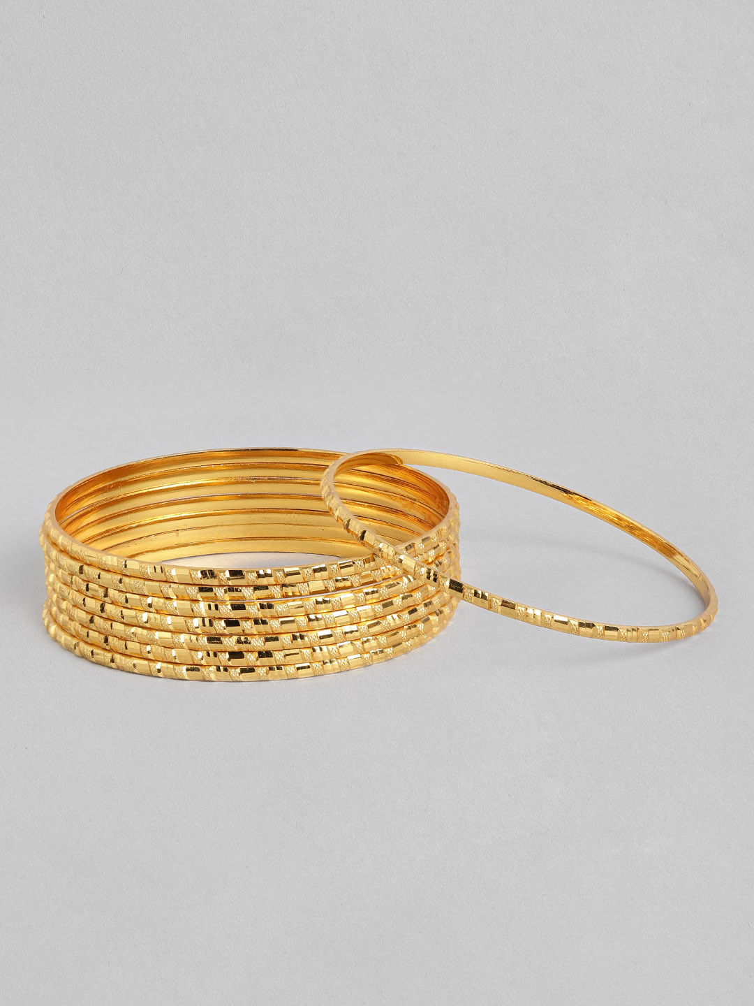 

AccessHer Set Of 8 Matte Gold-Plated Handcrafted Bangles