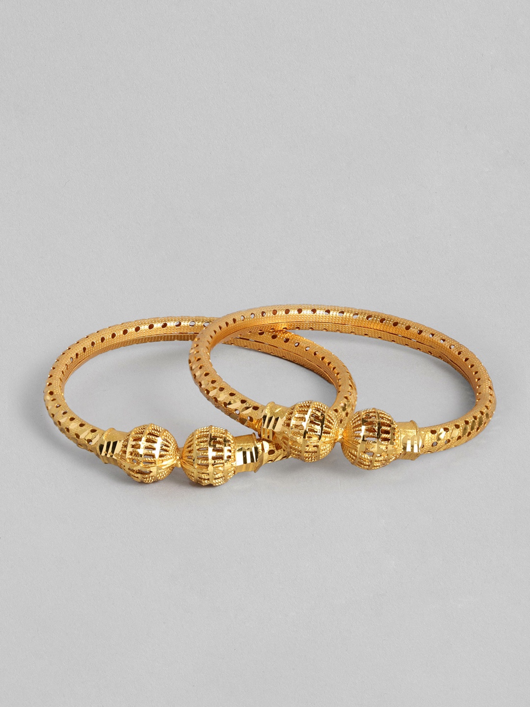 

AccessHer Set Of 2 Matte Gold-Plated Handcrafted Bangles