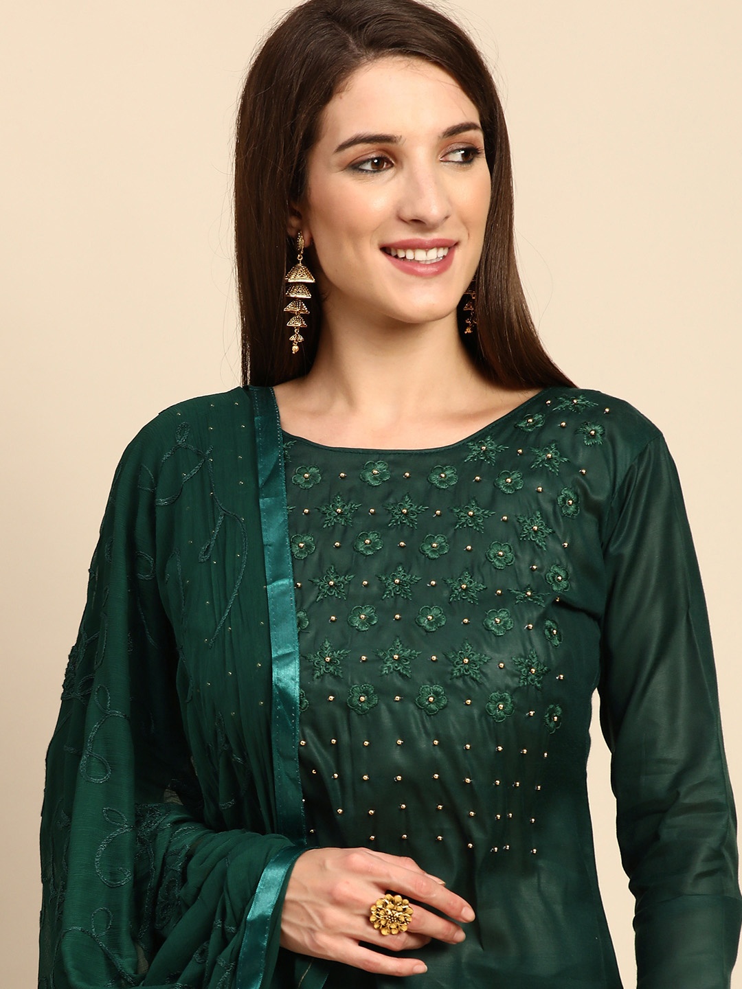 

Shaily Green Embroidered Unstitched Dress Material