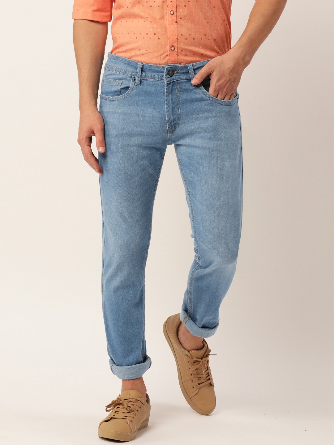 

Peter England Casuals Men Blue Skinny Fit Mid-Rise Light Fade Jeans
