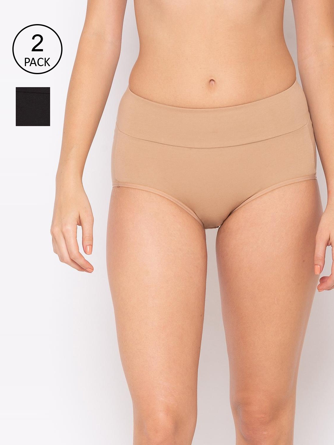 

Candyskin Women Black & Beige Pack of 2 Everyday High Rise Compression Briefs CSHWIN01BKSK