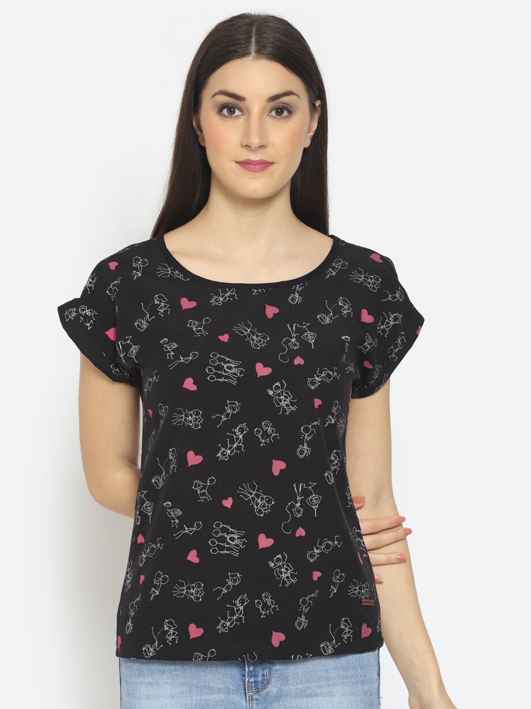 

Hapuka Black & White Floral Printed Crepe Top