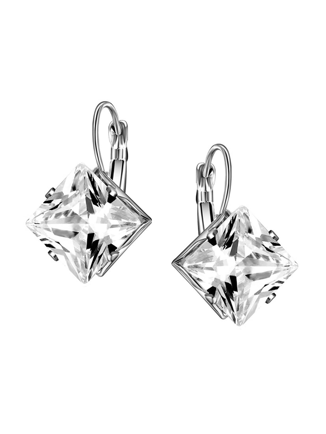 

OOMPH Silver-Toned Square Drop Earrings