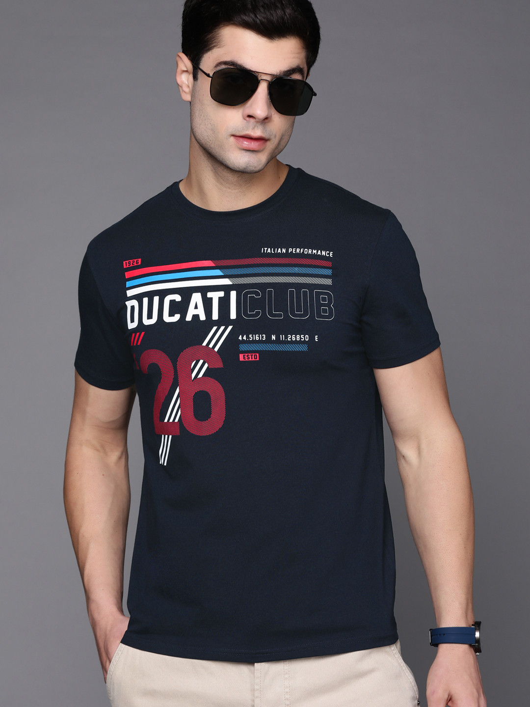 

Ducati Men Navy Blue Printed T-shirt