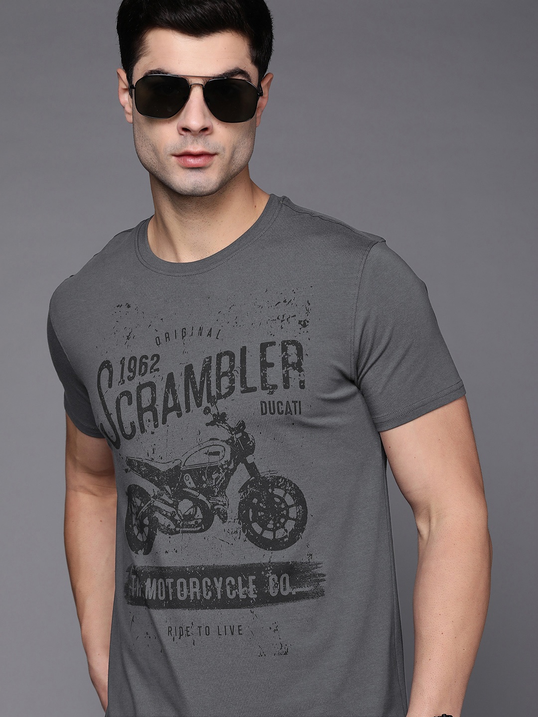 

Ducati Men Grey Printed T-shirt