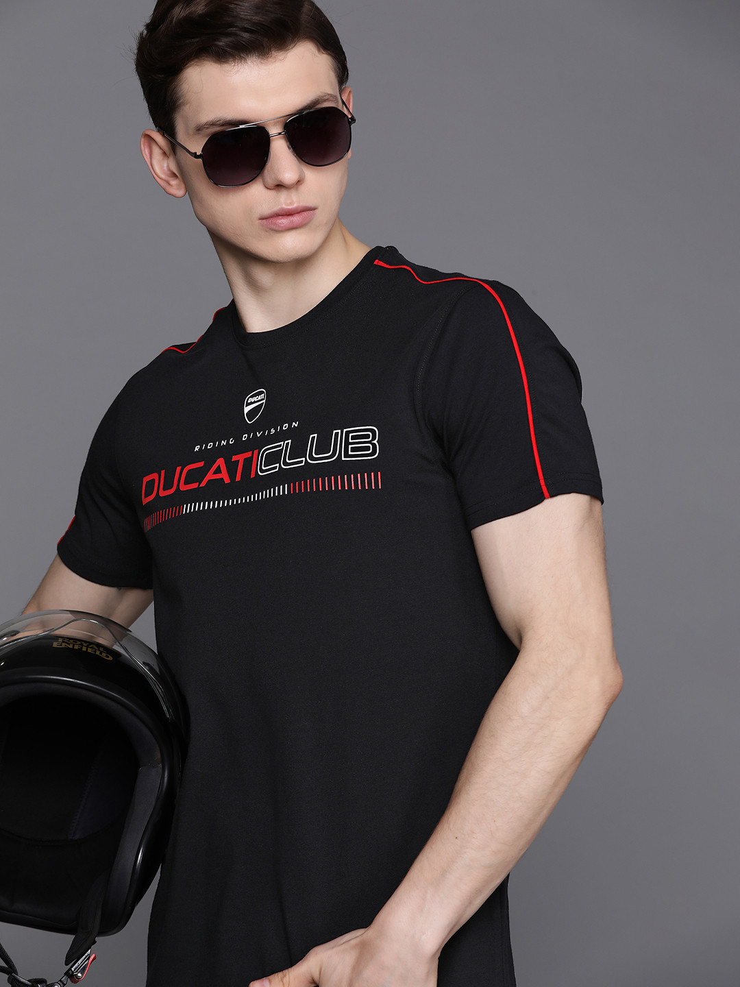 

Ducati Men Black Brand Logo Printed T-shirt