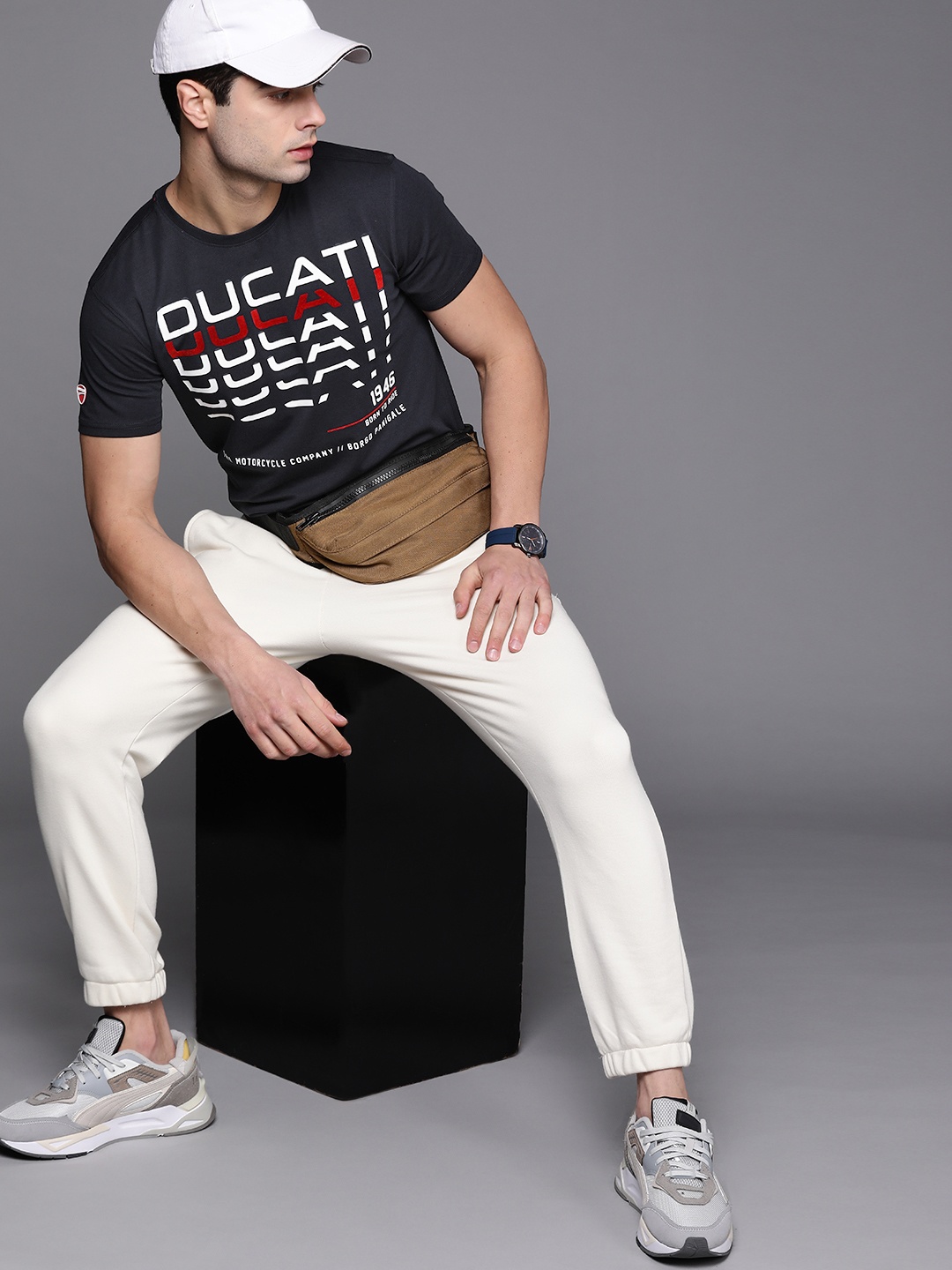 

Ducati Men Navy Blue & White Typography Printed T-shirt