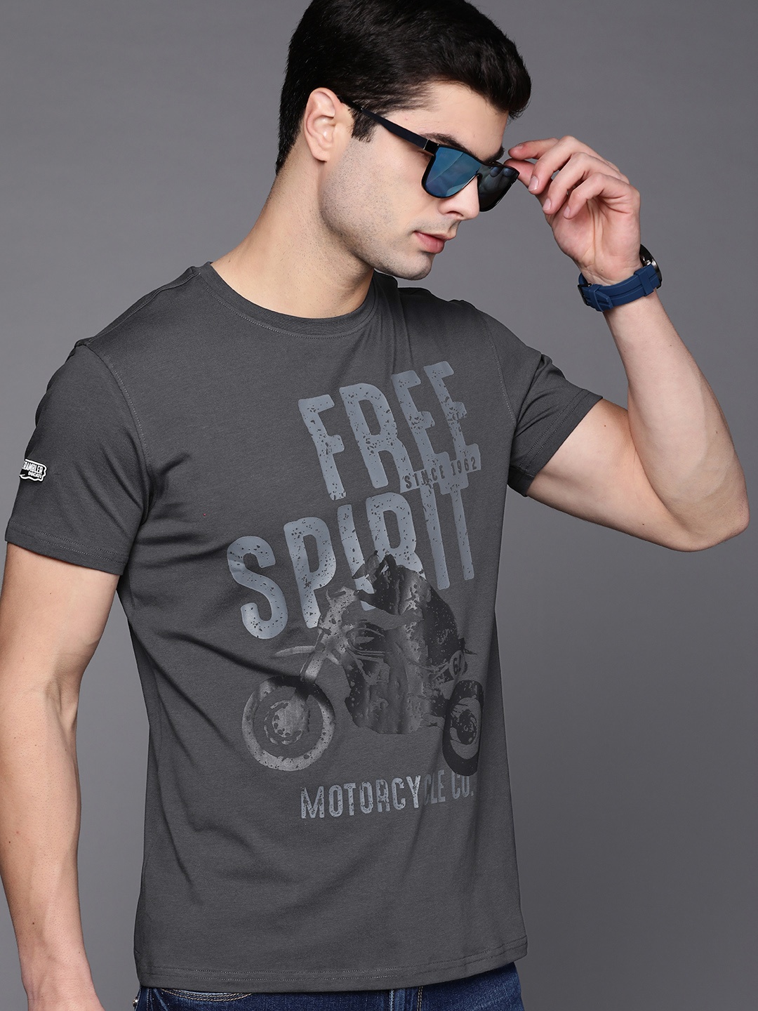 

Ducati Men Charcoal Grey Typography Printed T-shirt