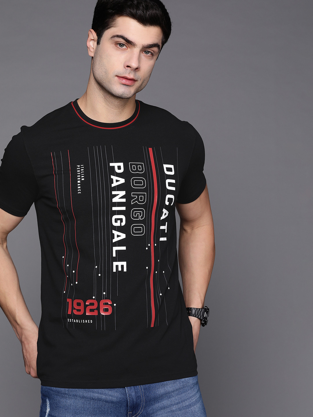 

Ducati Men Black Printed T-shirt