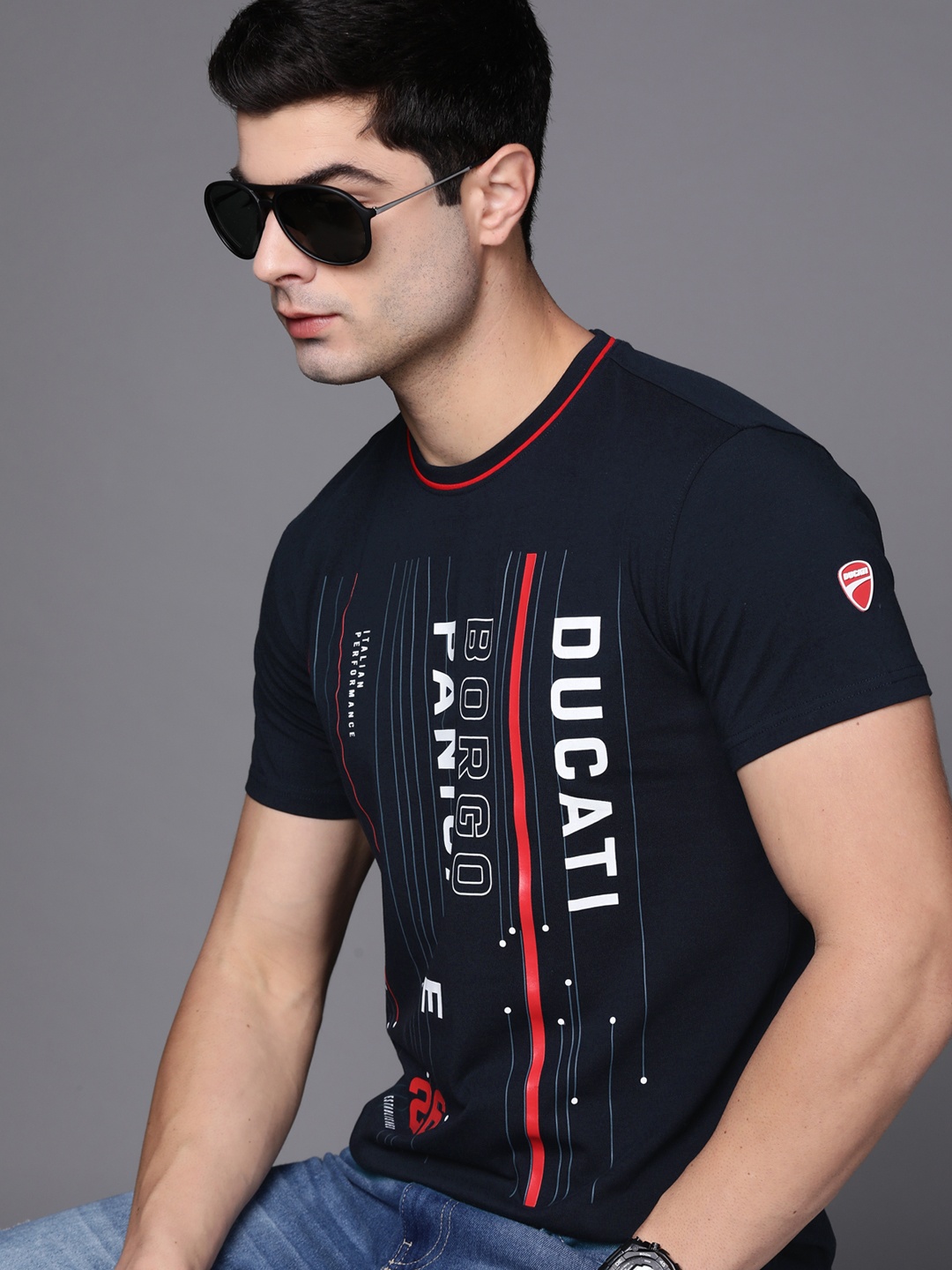 

Ducati Men Navy Blue Printed T-shirt