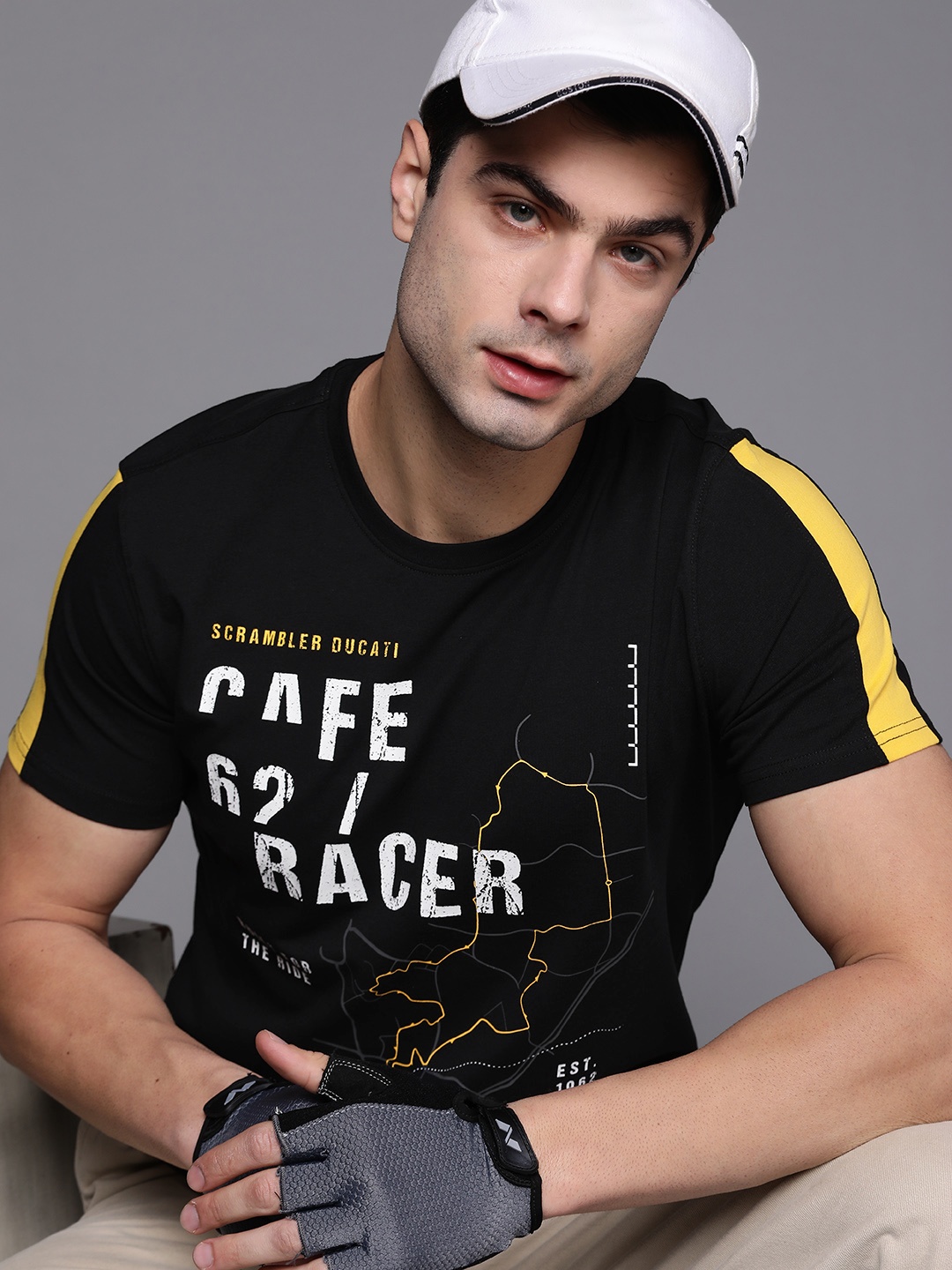 

Ducati Scrambler Men Black & White Typography Printed T-shirt