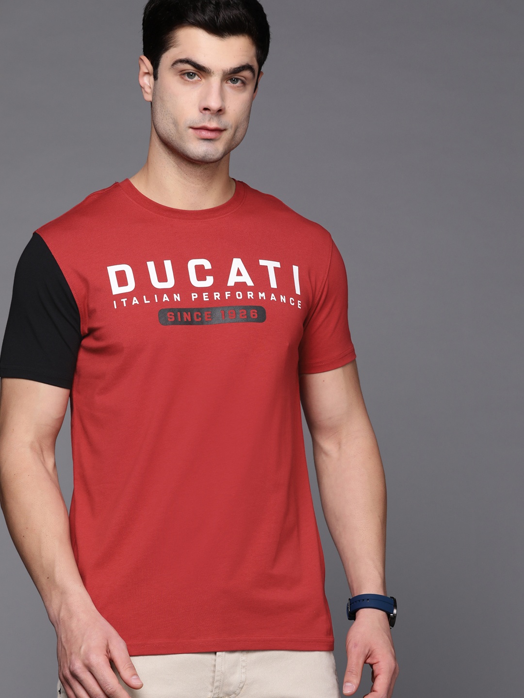 

Ducati Men Red & White Brand Logo Printed T-shirt