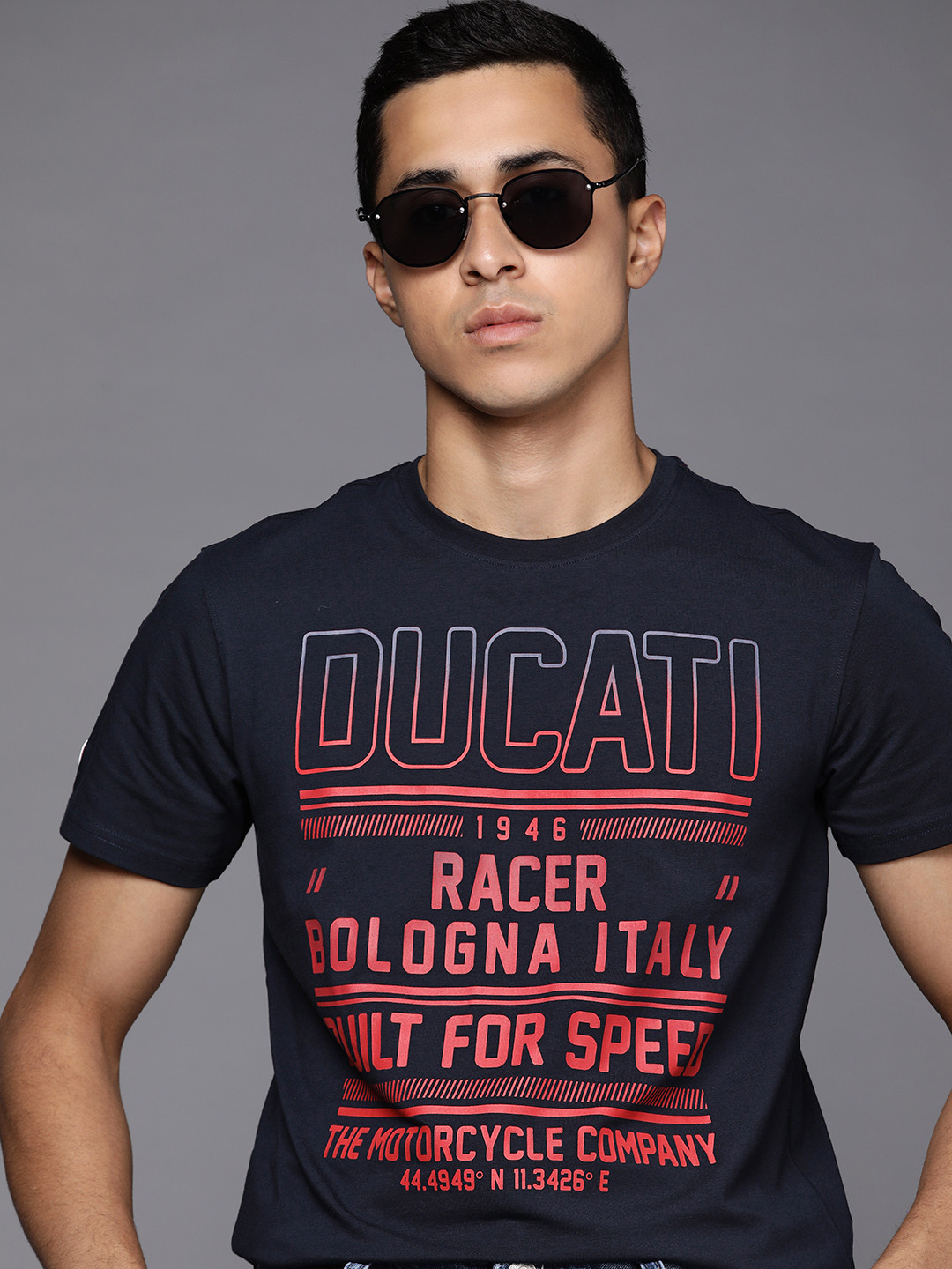 

Ducati Men Navy Blue & Red Printed T-shirt