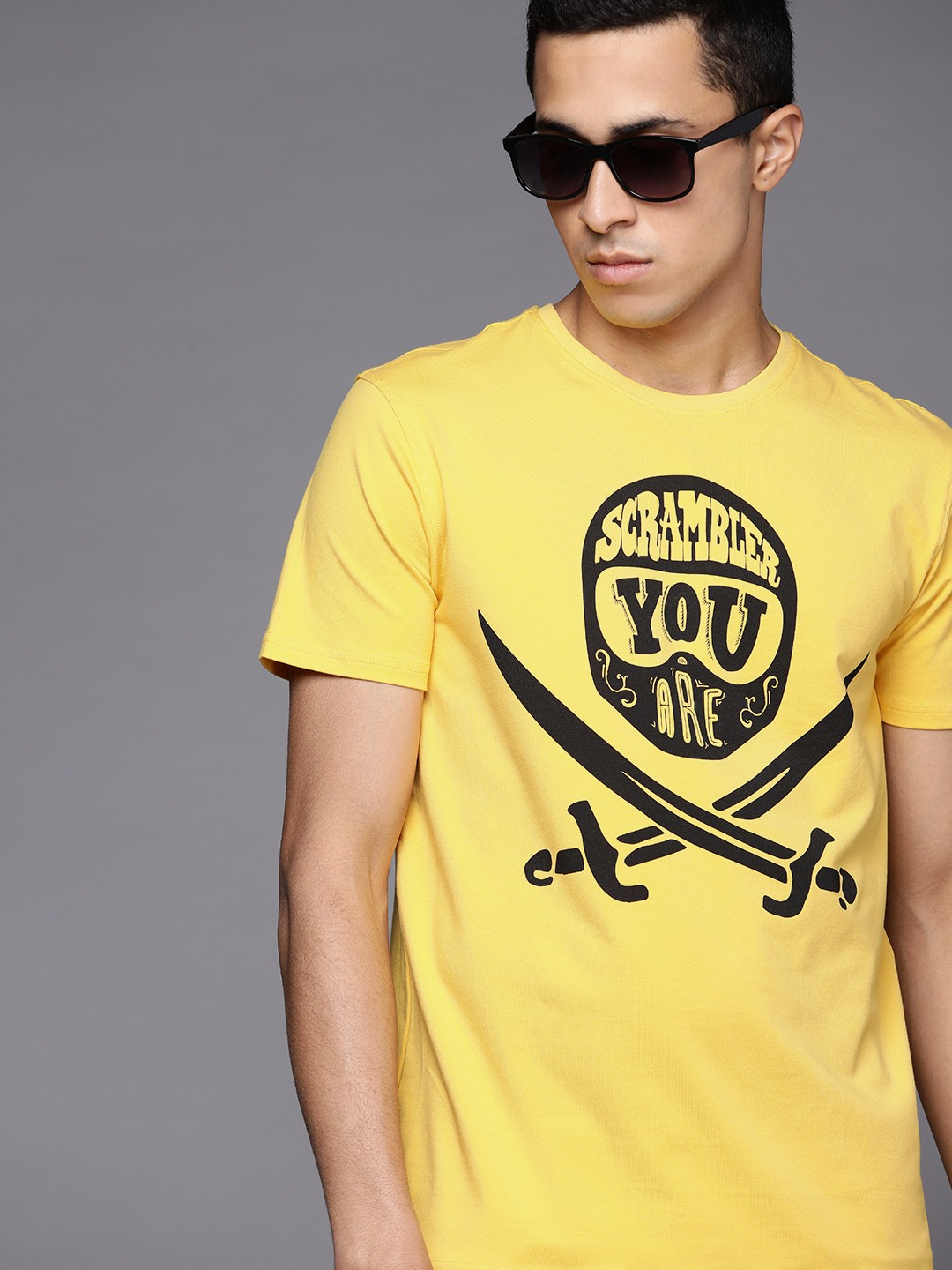 

Ducati Scrambler Men Yellow & Black Printed T-shirt