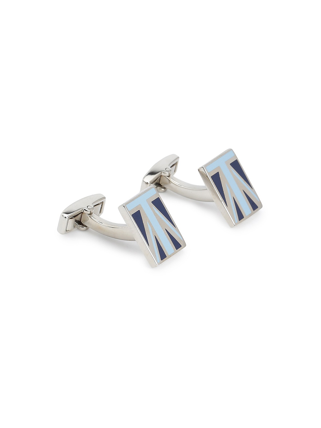 

HACKETT LONDON Silver-Toned & Blue Union Jack Cufflink