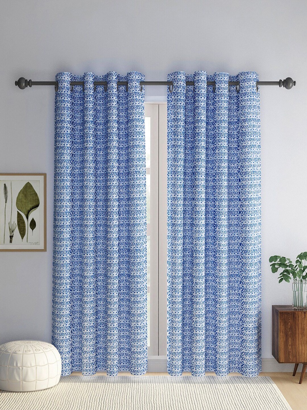 

Rajasthan Decor Blue & White Set of 2 Floral Long Door Curtain