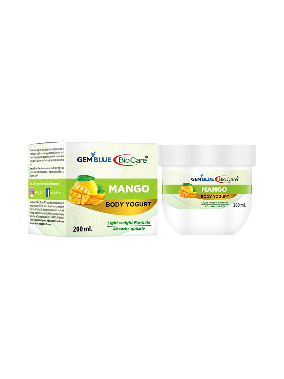 

GEMBLUE BioCare White Mango Body Yogurt 200ml, Na