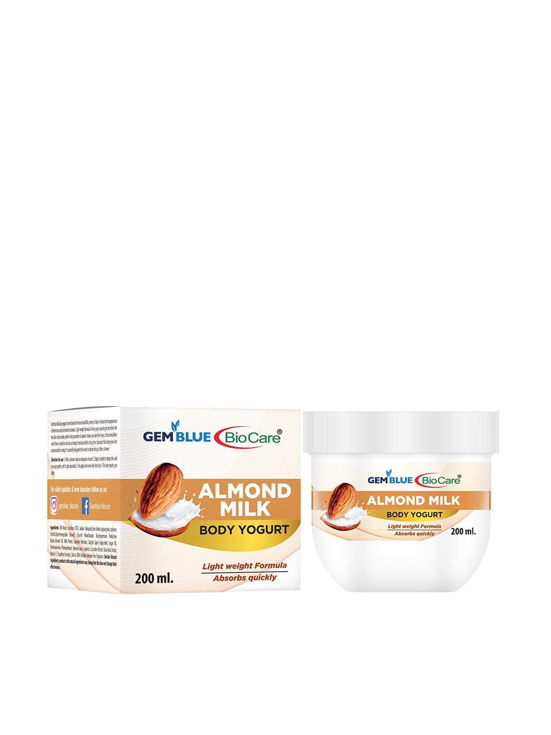 

GEMBLUE BioCare Almond Body Yogurt 200 ml, White